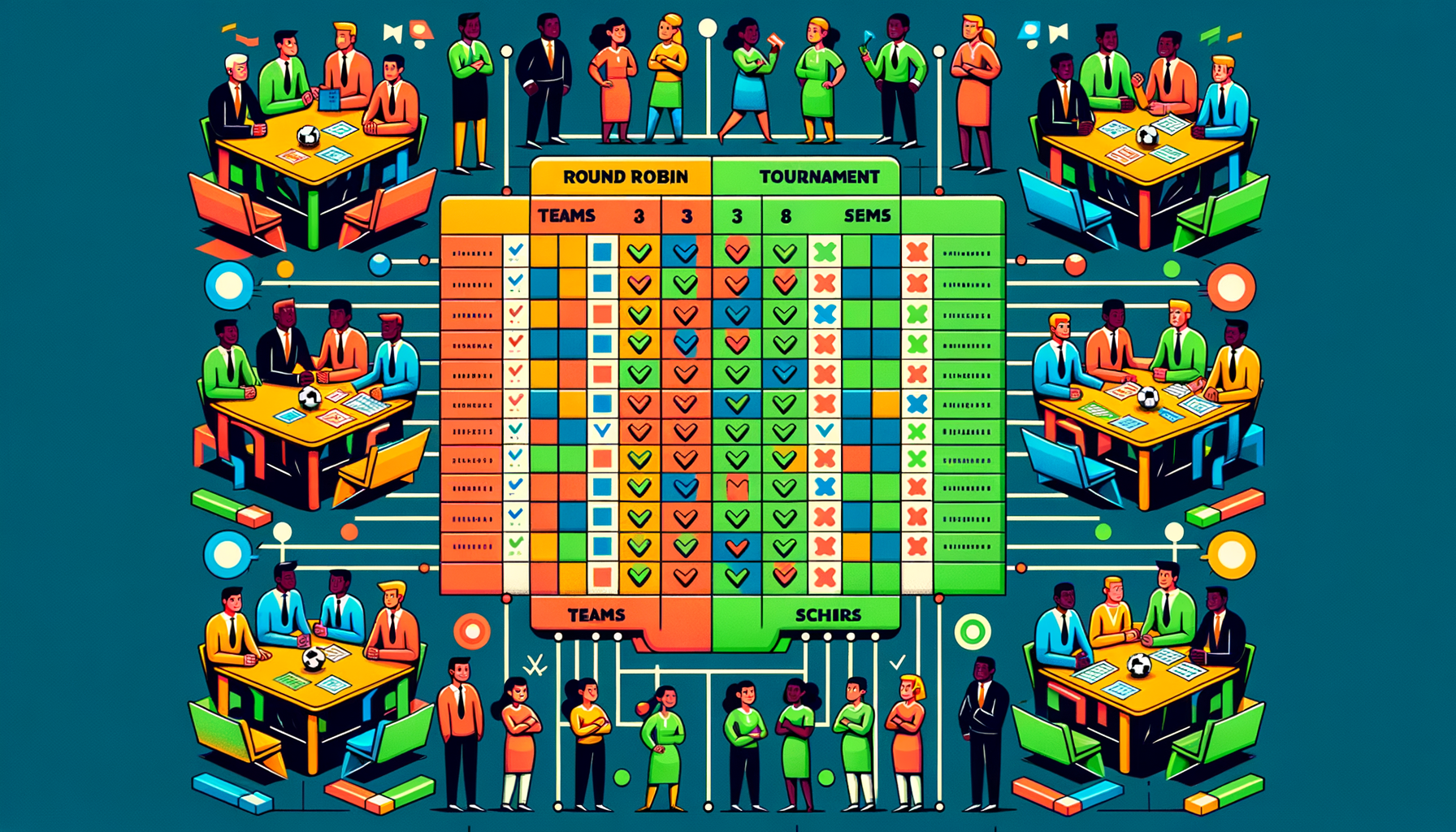 Round robin schedule and standings table