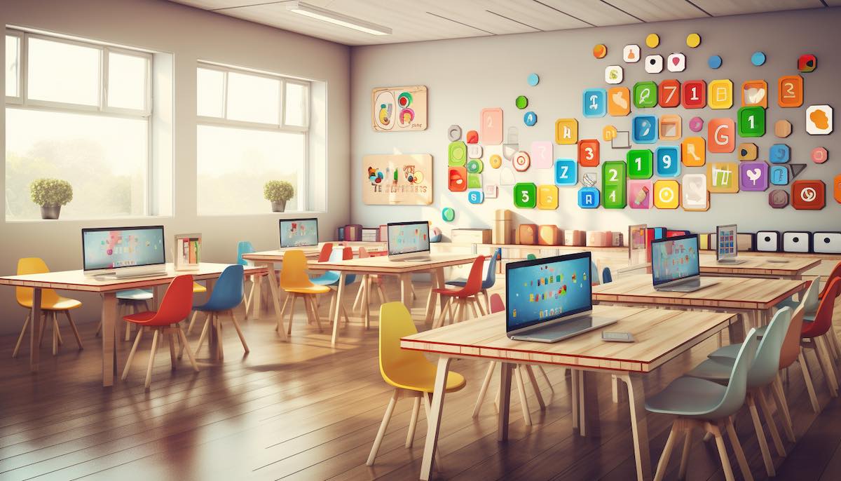 Gamified classroom with engaged students