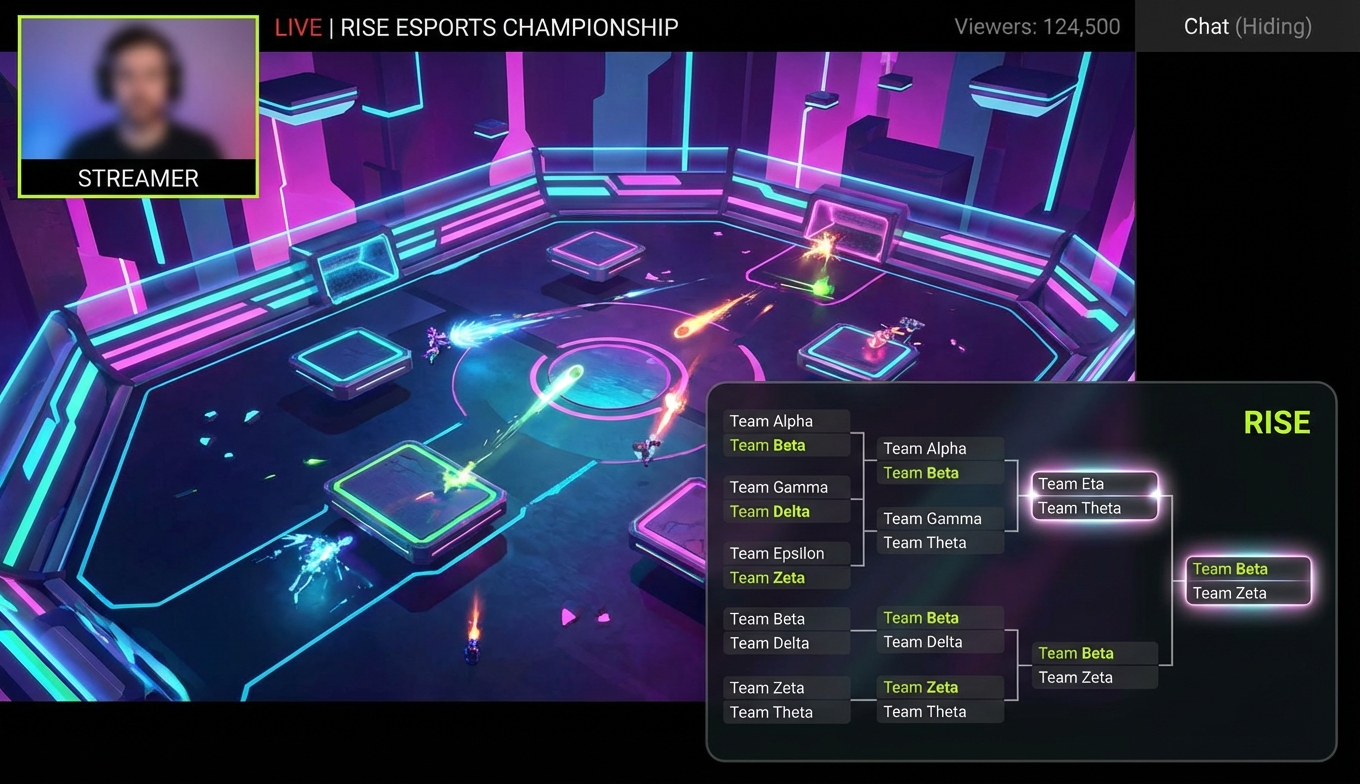 Tournament bracket overlay on esports stream