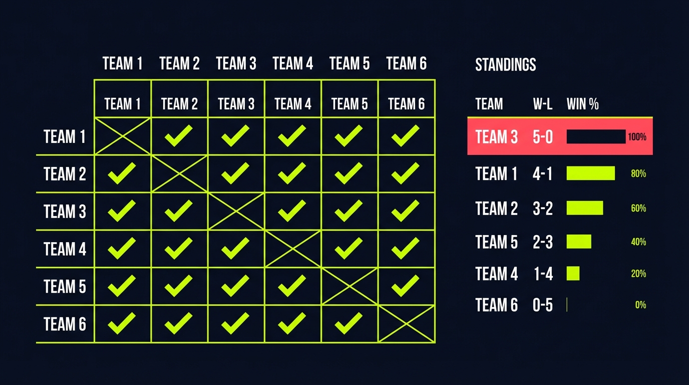 Round robin gives every team a fair shot by having everyone play everyone else. Here's how the format works, when to use it, and how to run one without drowning in math.