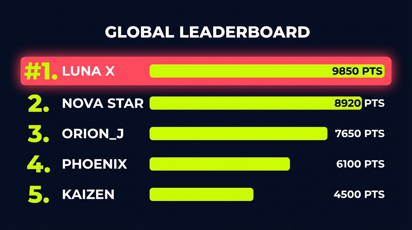 Digital leaderboard display showing rankings